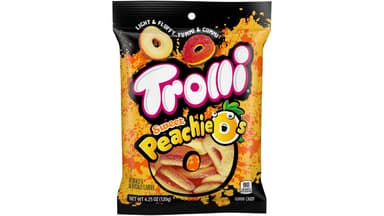 Trolli Peachie O's Sour Gummy Rings Candy