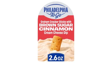 Philadelphia To Go Graham Cracker Sticks with Brown Sugar Cinnamon Cream Cheese Dip